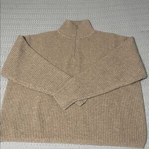 Jenni Kayne half zip undyed stone cashmere Sweater